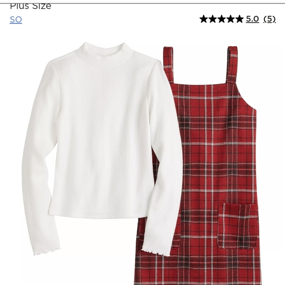 Girls SO 2-Piece Plaid Tee & Dress Set - Picture 4 of 4